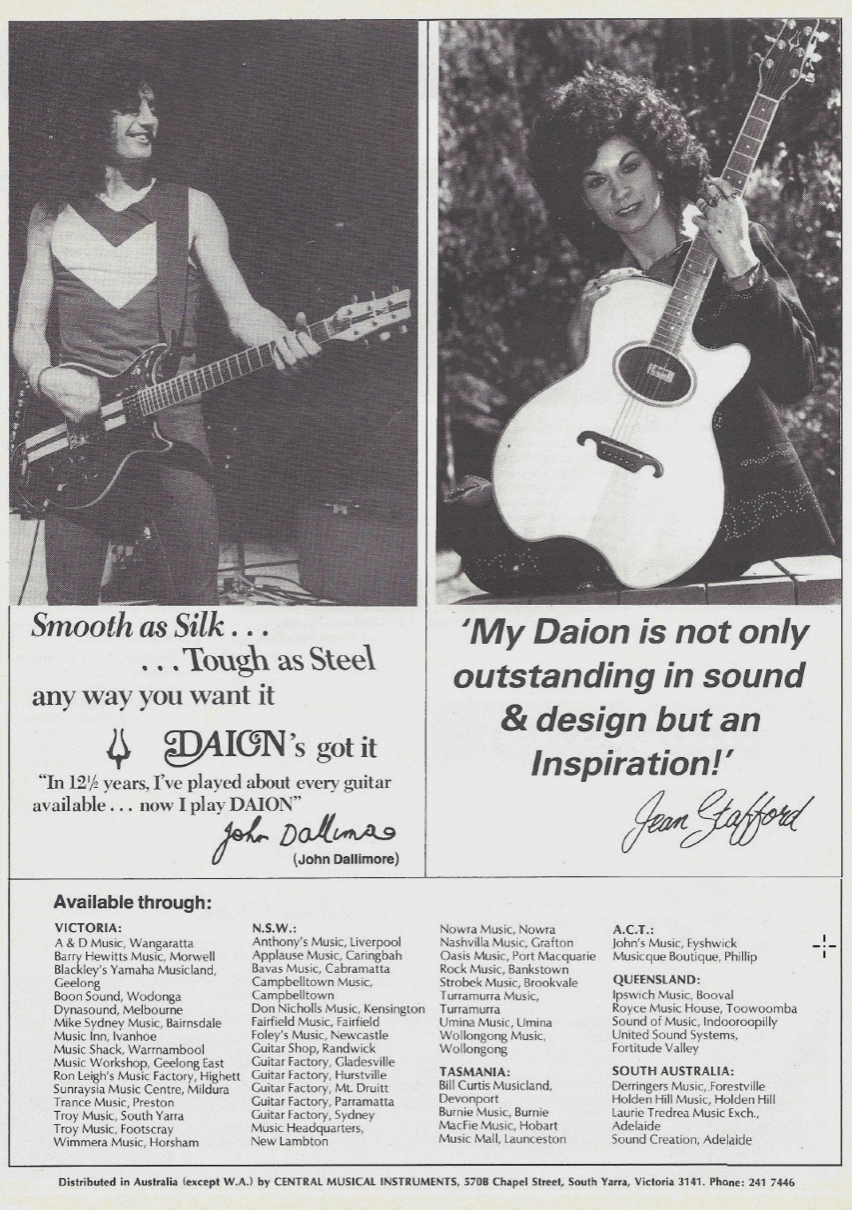 Chronological history Daion guitars. Timeline of Yamaki roots